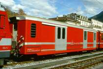 MGB exBVZ D 2342 am 07.10.1996 in Brig - Gep�ckwagen - Baujahr 1955 - SWA/BVZ - Gewicht 11,50t - Ladegewicht 7,50t - L�P 13,66m - zul�ssige Geschwindigkeit km/h 80 - �4=01.12.1989 - Lebenslauf: ex BVZ FZ4 56 II - 1959 FZ4 2351 - 1964 DZ 2351 - 1979 D 2342 - 2003 MGB D 2342
