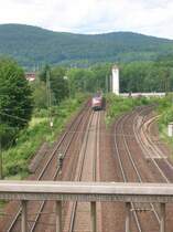 Gem�nden am Main. Der RegionalExpress f�hrt nach Frankfurt(Main) Hbf