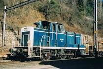 Em 3/3 mit einem Dienstzug in Hohtenn im Februar 1996.
(Gescanntes Foto) 