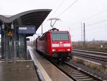 146 031-0 von NRW bei Probefahrten vom Werk LDX im Bahnhof Bitterfeld.