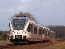 Aus Venlo kommend f�hrt dieser GTW in Richtung Roermond. Das Foto entstand auf freier Strecke am 29.12.2007