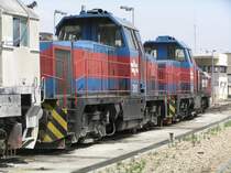 Loks 262 und 263 wurden hier am 13.05.2007 im Betriebswerk Haifa aufgenommen. Hersteller ist nicht bekannt. Loks vermutlich fr den Gterverkehr und den schweren Verschubdienst im Hafen Haifa. Diese wohl modernsten Israelischen Gterzug-Loks habe ich aber nie im Einsatz gesehen.