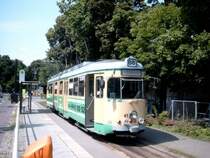 Fahrzeug der SRS - Sch�neicher-R�dersdorfer-Stra�enbahn am 31.7.04 in Friedrichshagen.