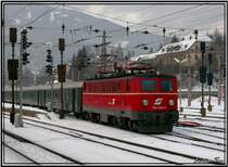 Nostalgielok 1141 024 f�hrt mit Erlebniszug 1955 in Richtung Zauberberg Semmering.
M�rzzuschlag 5.1.2008