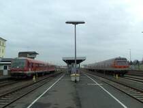 In Weiden treffen sich der 614 006 und ein 628 am 12.01.2008