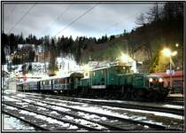 E-Lok 1189.02 ehem. BB� 1100.102 mit Nostalgiesonderzug von Wien nach M�rzzuschlag.
Semmering 18.1.2008