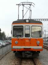 asm - Triebwagen Be 4/4 102 im asm Bahnhof von Langenthal am 30.11.2007