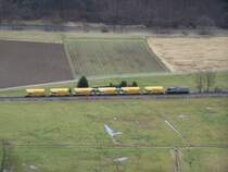 Die 203 506 fuhr am 19.Janaur 2008 mit dem Josera-Zug auf der Brenzbahn. Hier zwischen Oberkochen und K�nigsbronn.
