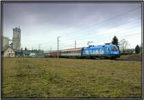 Werbetaurus 1016 023 Kyoto f�hrt mit IC 534 von Villach nach Wien
Knittelfeld 29.1.2008