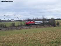 120 130 ist anstatt 101 133 unterwegs nach N�rnberg Hbf. Hier mit dem IC 2065 bei Aalen-Hofen am 2.Februar 2008.