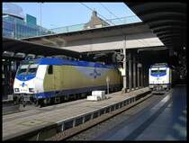 Zwei Metronomz�ge Stehen Zur Abfahrt Im Bahnhof Hamburg-Hbf Bereit.Links Im Bild F�hrt Nach Uelzen Rechts Im Bild Die Diesel-Variante F�hrt Nach Cuxhaven 03.02.08 