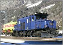 Als 9947 verkehrt der L�schzug mit der Ge 6/6 I 412 und steht jetzt in Zernez. (19.02.2008)