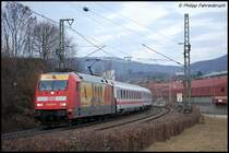 101 037-0  ADR-Buffet  bringt am 22.02.08 IC 2064 von N�rnberg Hbf nach Karlsruhe Hbf, aufgenommen kurz nach Verlassen des Aalener Bahnhofs.