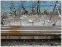 Und schon rattert ein G�terzug unter mir durch, beladen mit Eisenbahnschienen. Ich nehme jetzt mal an, der Ursprung ist Donawitz in der Steiermark und das Ziel H�gendorf, das zentrale Schienenlager der SBB. Fotostandpunkt ist der Fussweg �ber dem Walensee bei M�hlehorn. (10.03.2008)