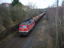 232 690-8 konnte am 11.03.08 in Dankmarshausen auf der Kali-Bahn Heringen(Werra)-Gerstungen abgelichtet werden. Diese nur ca. 16 Kilometer lange Anschlu�strecke erfreut sich eines regen G�terverkehrs.  