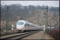 DT 403er ist am 08.03.08 nach Dortmund Hbf unterwegs. Hier bei Lonsee.
