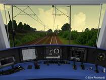 auf freier Strecke. Hier kann man sehr sch�n den Zick-Zack-Kurs des Fahrdrahtes erkennen, der in diesem Add-On so zum ersten Mal im TS zu bestaunen ist.