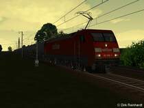 Eine 152er zieht einen Kesselwagenzug nach Offenburg.