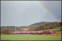 110 446-2 zieht am 16.03.08 RB 37162 von Donauw�rth nach Aalen, aufgenommen bei Aalen-Hofen.