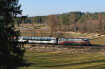 1016 035 (railjet - Vordesign) mit OEC 163 vor �bersee (25.02.2008)