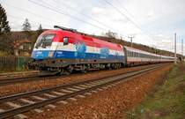 1116 041 vor dem �BB Intercity 646  Alpendorf Bergbahnen  von Wien Westbahnhof nach Salzburg. Das Foto entstand am 22.03.2008 kurz nach Unter Purkersdorf. 