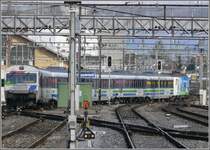 Ausfahrt eines Voralpenexpress der S�dostbahn aus dem Bahnhof Rapperswil Richtung St.Gallen. (18.03.2008)