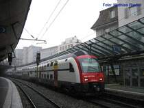 DTZ f�hrt am 24.03.08 im Schneegest�ber in den Stadelhofen ein