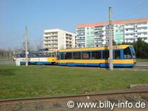 02.04.2007, T4D-M (Wagen Nr. 2117) mit NB4-Beiwagen, als Linie 8, auf Miltitz Wendeschleife