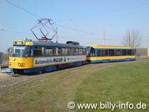02.04.2007, T4D-M (Wagen Nr. 2117) mit NB4-Beiwagen, als Linie 8, auf Miltitz Wendeschleife