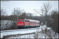 110 425-6 bringt am Morgen des 21.03.08 RB 37150 von Donauw�rth nach Aalen, aufgenommen m Km 77,2 der Remsbahn (KBS 786) in H�he Aalen-Hofen.