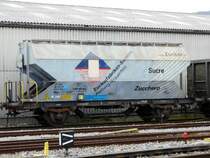 SBB - G�terwagen f�r den Zuckertransport Tgpps 23 85 078 9 800-1 im SBB G�terbahnhof von Biel / Bienne am 06.04.2008