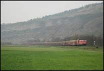 Eine 185er ist unterwegs in Richtung W�rzburg. Aufgenommen am 05.04.08 in Th�ngersheim.