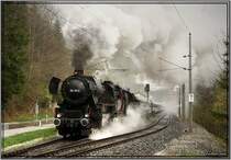 Dampfloks 50.1171 + 52.7612 mit IGE Sonderzug ins Ges�use. Gstatterboden 19.04.2008