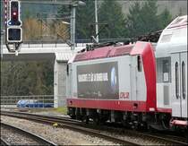 ...wirbt E-Lok 4010 f�r den Klimaschutz  Et l�it an denger Hand . Das Foto wurde in Troisvierges am 23.04.08 gemacht.