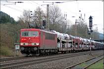 Auf dem Weg nach Emden  ist die 155 218 mit dem CSQ 60062  AUDI-EXPRESS . Aufgenommen bei Plettenberg. (15.04.2008)
