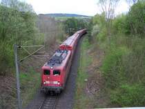 Heute (29.04.08) beim Bbf Burgsinn (KBS 801/351): G�terzug f�hrt auf die SFS Richtung W�rzburg auf.