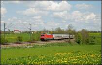 101 104 ist unterwegs nach Karlsruhe Hbf. Aufgenommen am 03.Mai 208 bei Aalen-Hofen.