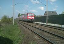 111 089-9 mit RE H�he Peine-Telgte Richtung Braunschweig
auf falschem Gleis. Grund: Gleisbauarbeiten in H�melerwald.
04.05.2008