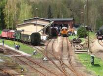 Blick vom Stellwerk 3 auf das ehemalige Bahnbetriebswerk Schwarzenberg, heute Eisenbahnmuseum und Sitz der S�chsischen Eisenbahnfreunde e.V.
01.05.2008