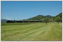 Rückfahrt von der ersten Pendelfahrt Peggau-Deutschfeistritz – Übelbach – Peggau-Deutschfeistritz am 12.5.2008 mit GKB 671 an der Spitze, aufgenommen kurz vor Deutschfeistritz.