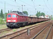 232 583-5 steht mit einem G�terzug am 13.05.2008 in L�bbenau/Spreewald zur Abfahrt bereit. 