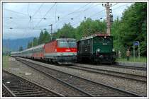 Halt f�r 1045.09 mit ihrem Sdz R 16393 von Wien nach Krieglach in Eichberg am Semmering. Der Grund war die Vorfahrt des OEC 555 „SUPERFUND“ (Wien-Graz).