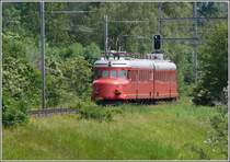 Churer Bahnhoffest. Ap�rofahrt mit dem Churchillpfeil RAe 1021 nach St.Margrethen als Extrazug 33030 kurz vor Tr�bbach. (25.05.2008)