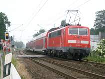 BR 111 014 schiebt den Leerzug der nicht die Leistung des RE4 �bernimmt weiter richtung M�nchengladbach