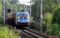 Schwedenlok 1116 029 unterwegs am 1. Juli 2008 auf der  Marchtrenker Schleife  von Deutschland kommend, mit Containerzug in Richtung Kirchdorf. Es ist dies der selbe Zug, den Mattias Karger in Deutschland und Florian Z. in Micheldorf aufnehmen konnten! 
Florian => auch ich musste mit dem Gegenlicht  k�mpfen .