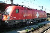 �BB EM-Lok Schweiz Taurus 1116 075-1 in Salzburg-Hauptbahnhof als 
Triebfahrzeug f�r EC 163 kommend aus Basel. Mai 08