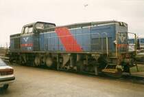 Die T44 sind die Rangierloks und die einzige Streckendiesellok Schwedens.Hier ist die T44 323 in Trelleborg im Einsatz.