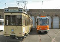 Hist. Strassenbahnen im Betriebshof Niedersch�nhausen, Mai 2007