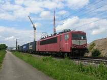13.6.2008 15.16Uhr Br155 219-9 Orientrot mit einem gem Gz nach Weil am Rhein Rbf in Eimeldingen.Geplant war dass die Br155 aus XSBR(Basel SBB)gen Norden f�hrt �berraschen und gl�cklicherweise erwischt kam sie aus Norden nach Weil am Rhein Rbf.