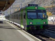 Der NPZ 566 932 am 02.11.2007 bei der Einfahrt in Brig. 